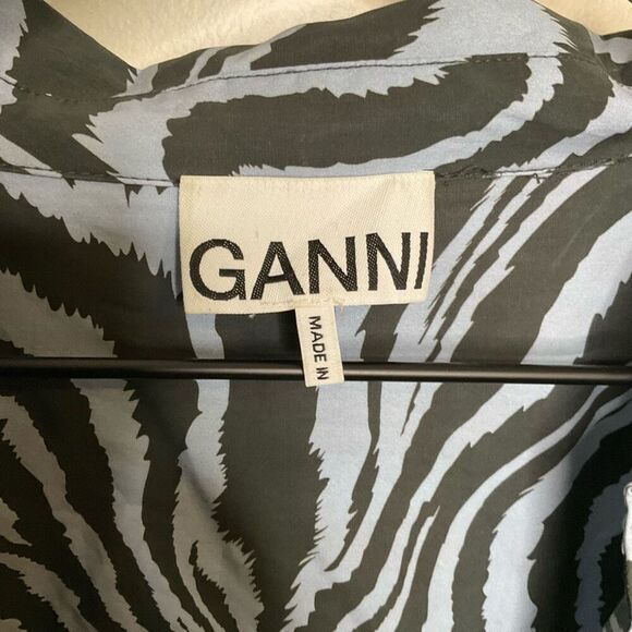 Ganni Zebra Poplin Wrap Top - Picture 5 of 8
